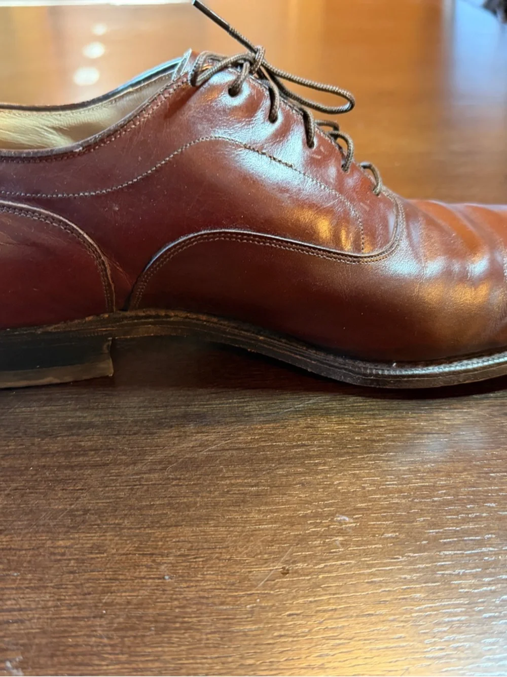 Vintage Johnston & Murphy Oxblood Plain Toe Derby Shoes 11.5 D Old Money